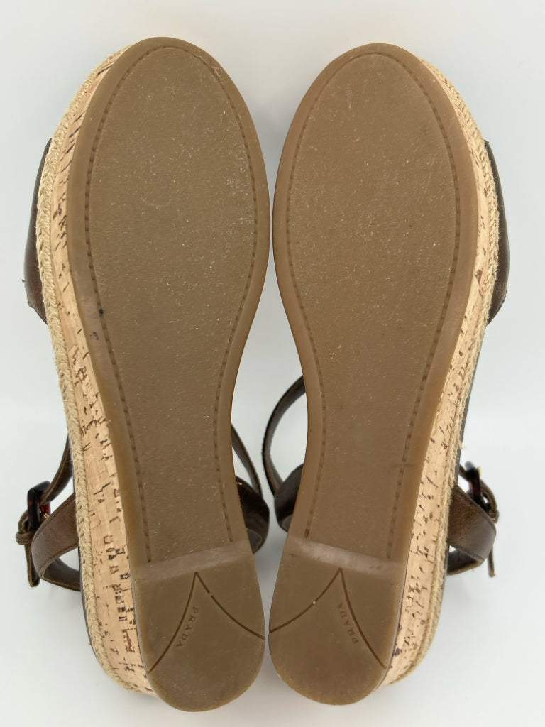 PRADA Size 39 Brown Women's Sandal