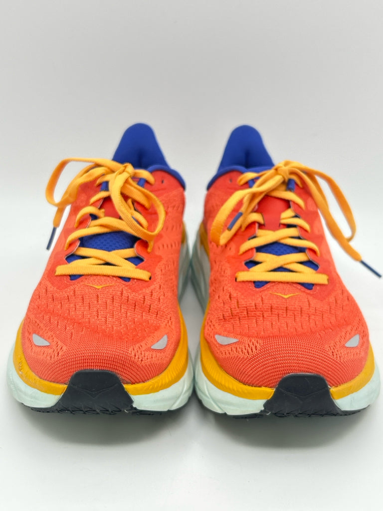 HOKA Size 10B Coral and Yellow Sneakers