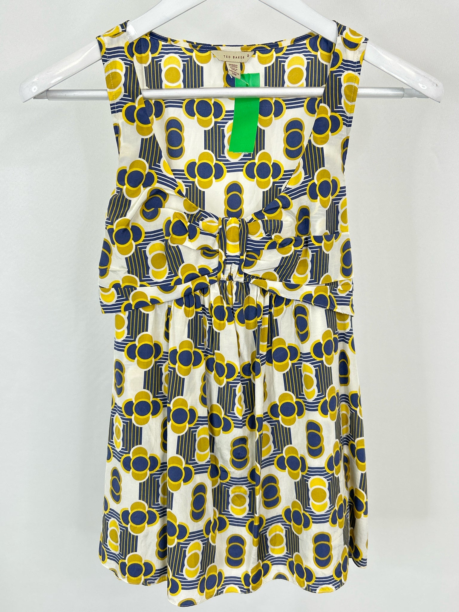 TED BAKER Size 6 Blue Print Women's Top