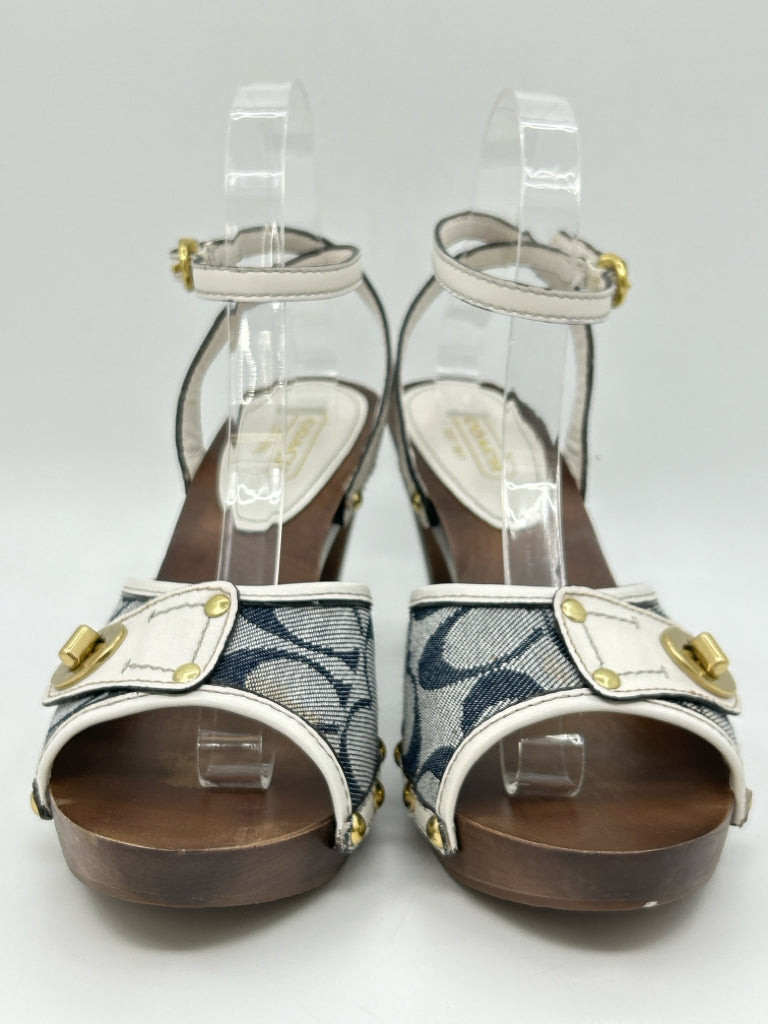 COACH Size 8.5 blue and white Women's Sandal