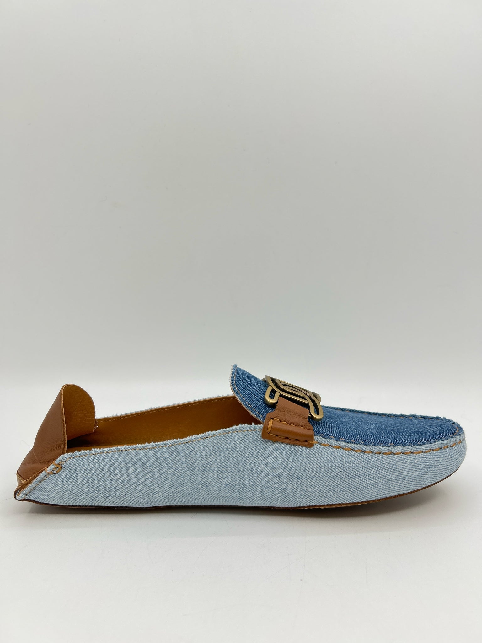 TOD'S Size 41/11 Beige and Blue Women Flats