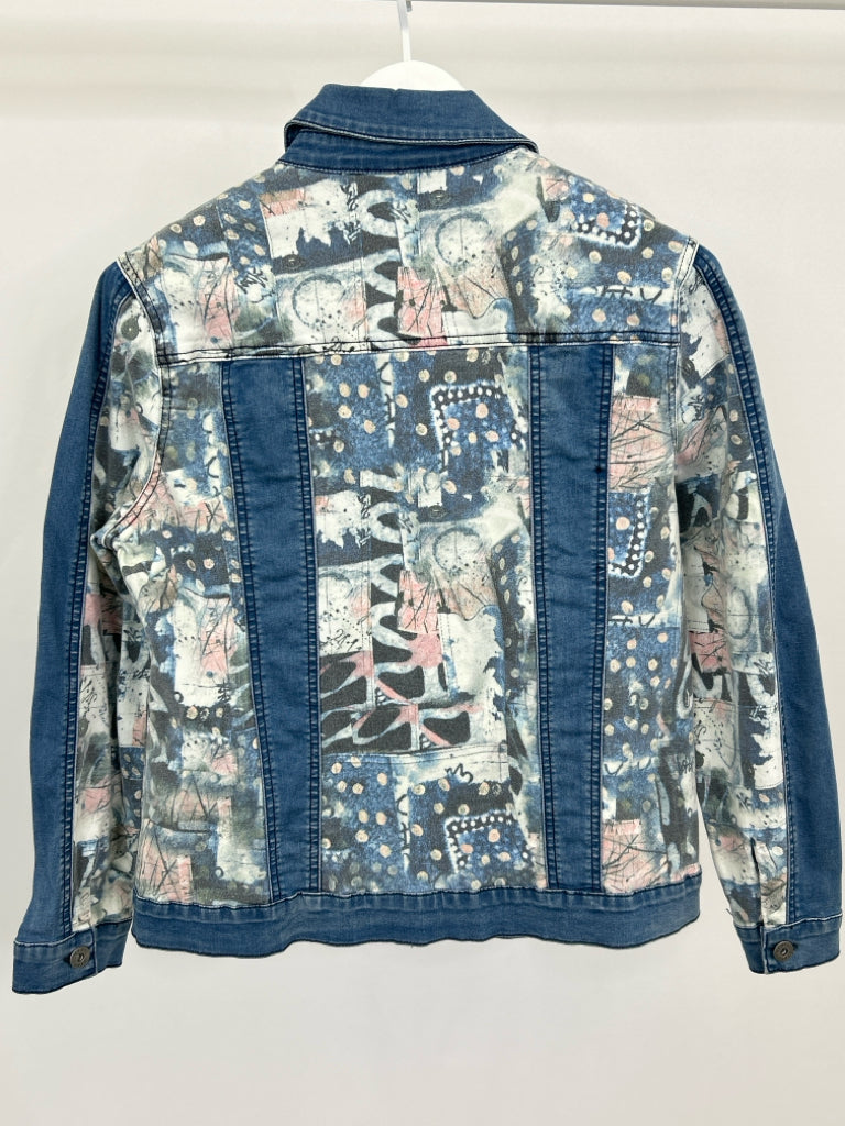 ETHYL Women Size S Blue Denim Floral Jacket NWT