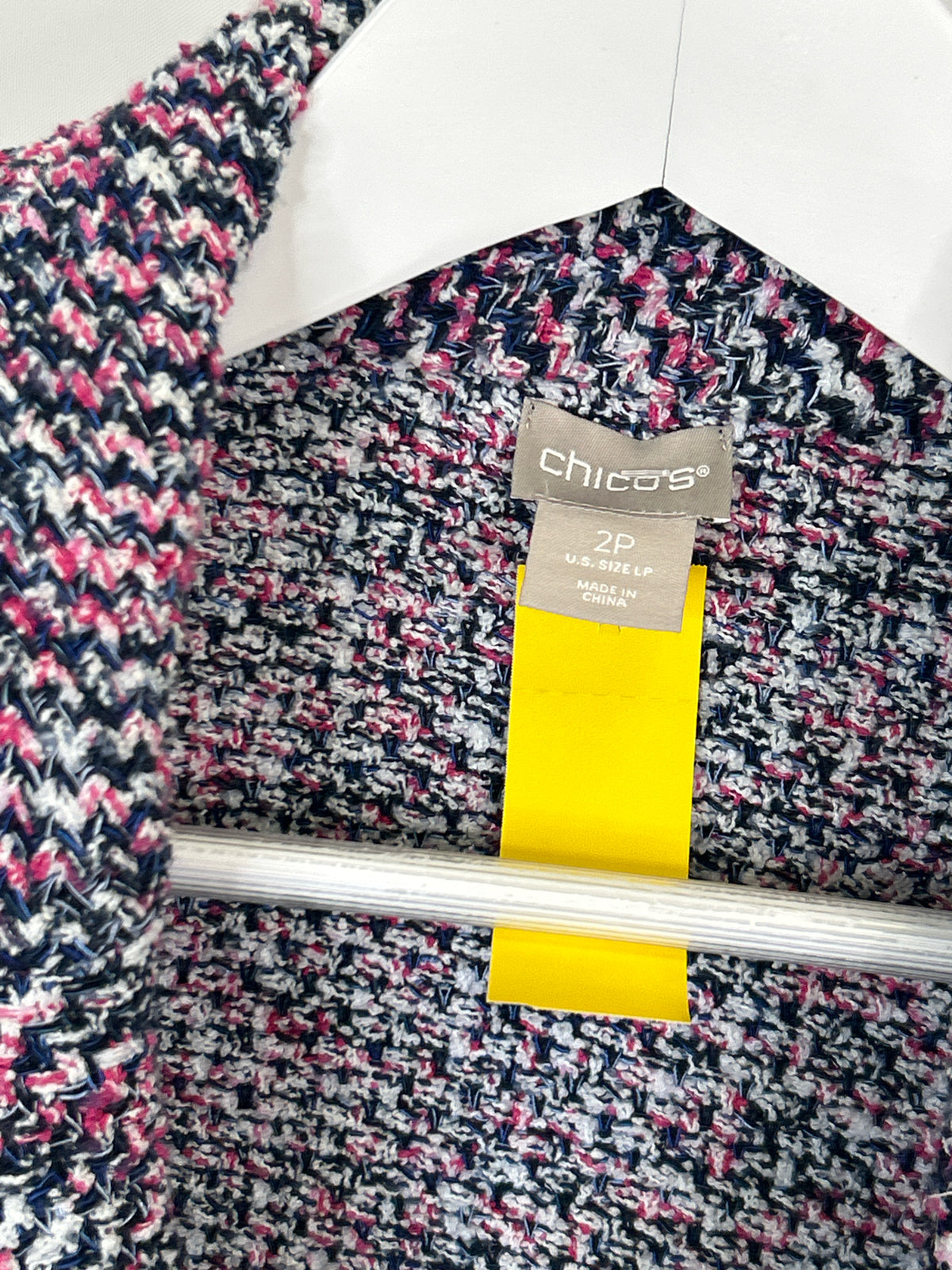 CHICO'S Size LP pink and navy Women Blazer