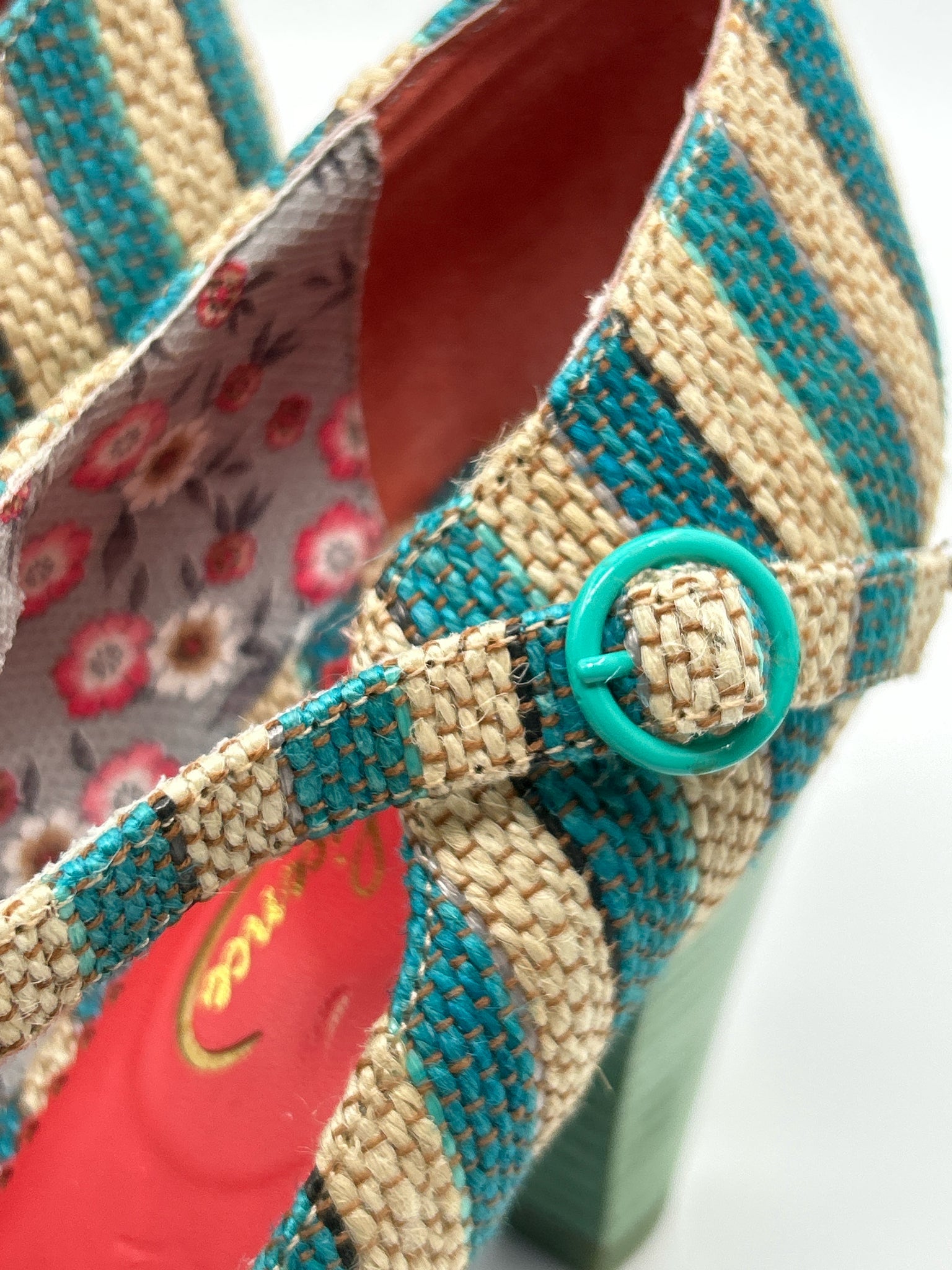 POETIC LICENCE Size 10 Teal Stripes Women Pumps NIB
