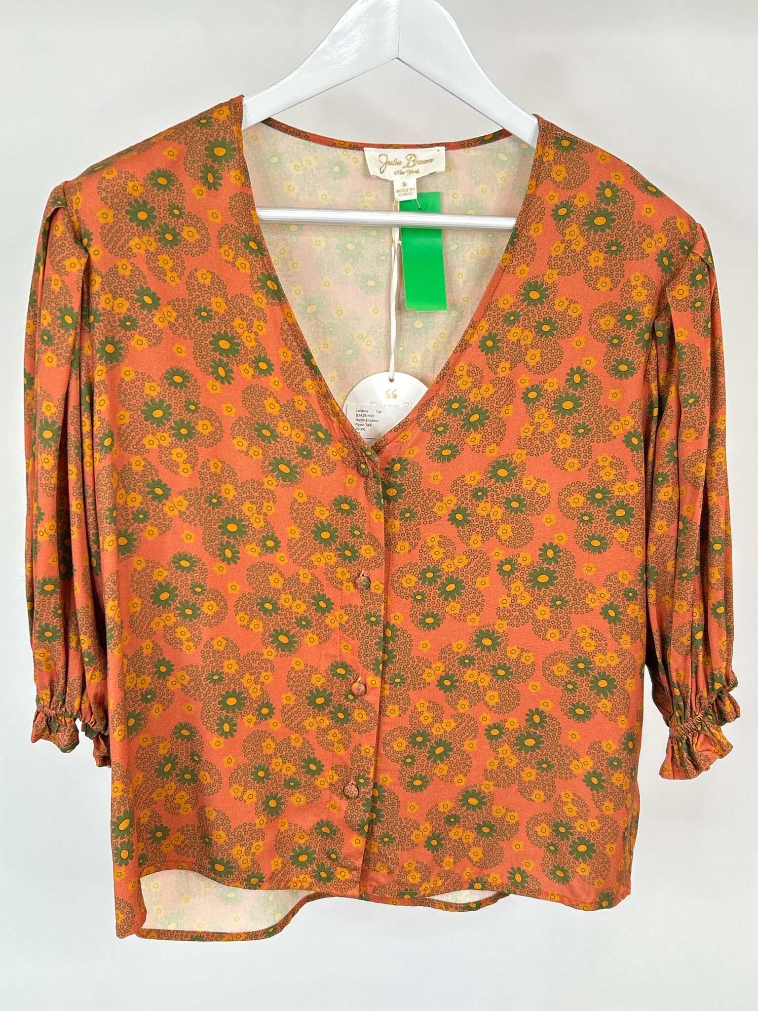 JULIE BROWN Size S ORANGE FLORAL Women's Blouse