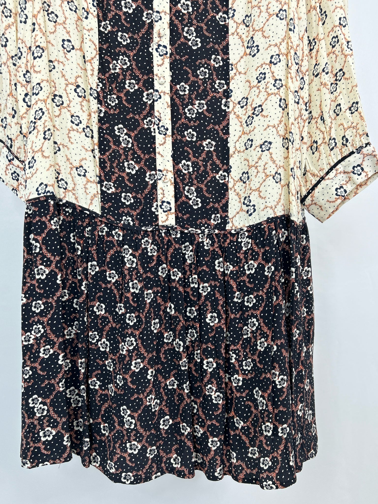 PHASE EIGHT Size M/L Cream Print Women Dress
