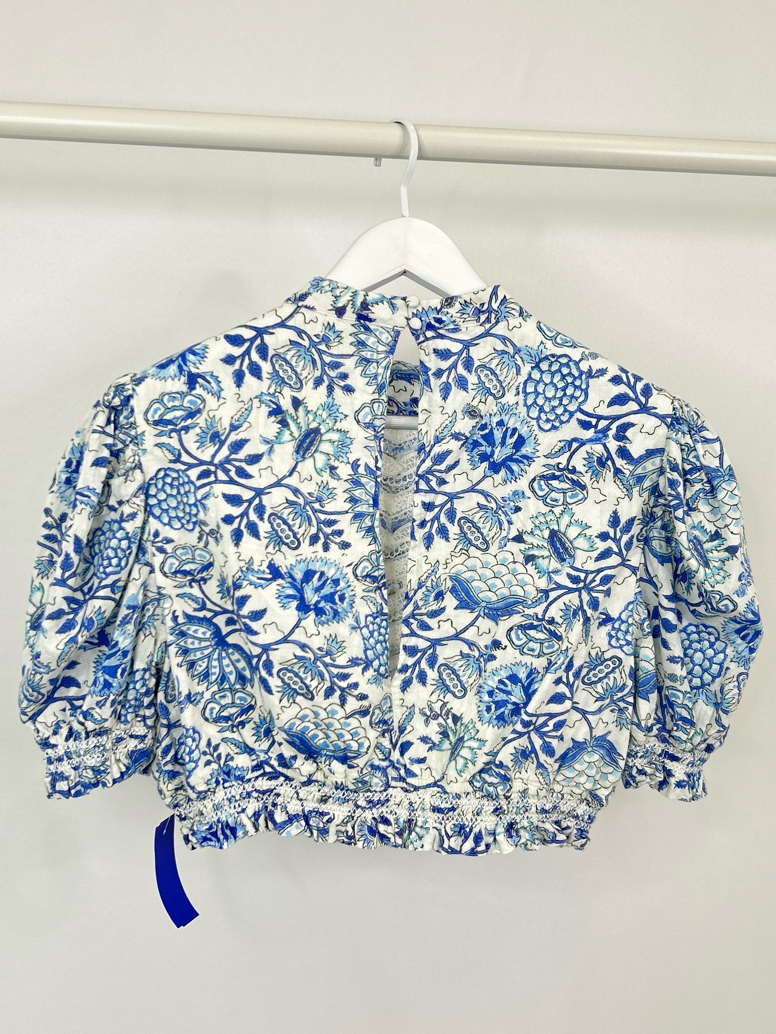 HEMANT & NANDITA Size XL blue and white Women Top