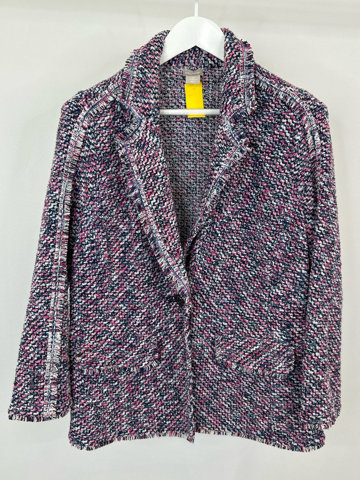 CHICO'S Size LP pink and navy Women Blazer