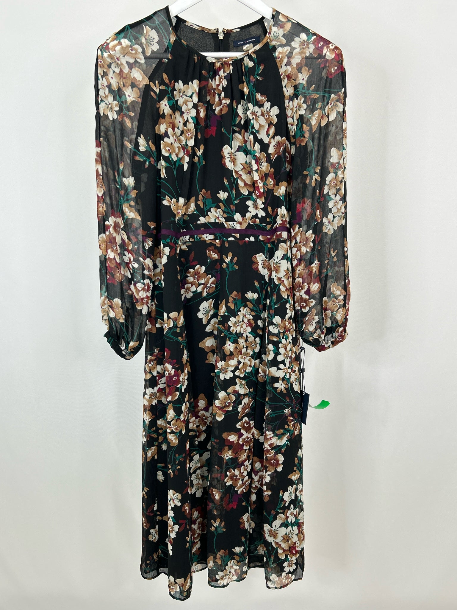 TOMMY HILFIGER Size 6 Black Floral Women's Dress