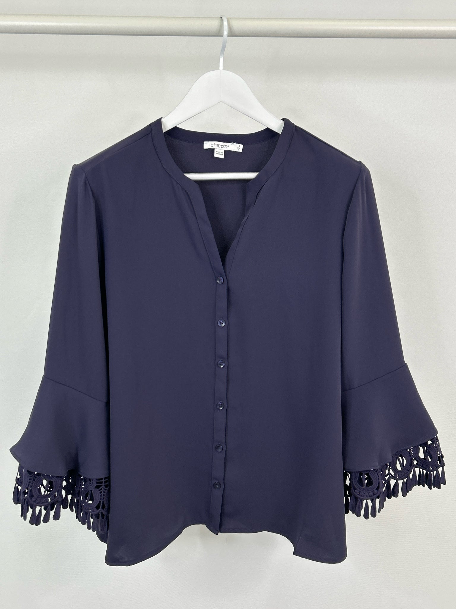 CHICO'S Size 12 Blue Women Blouse