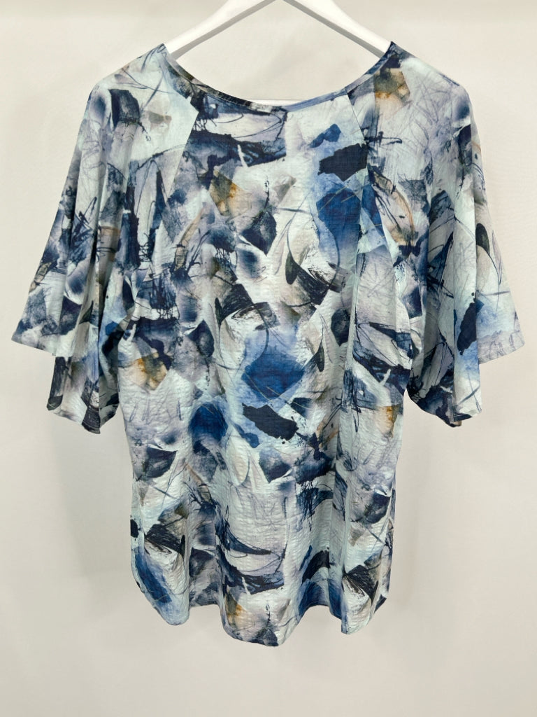 ETHYL Women Size M Blue Print Top