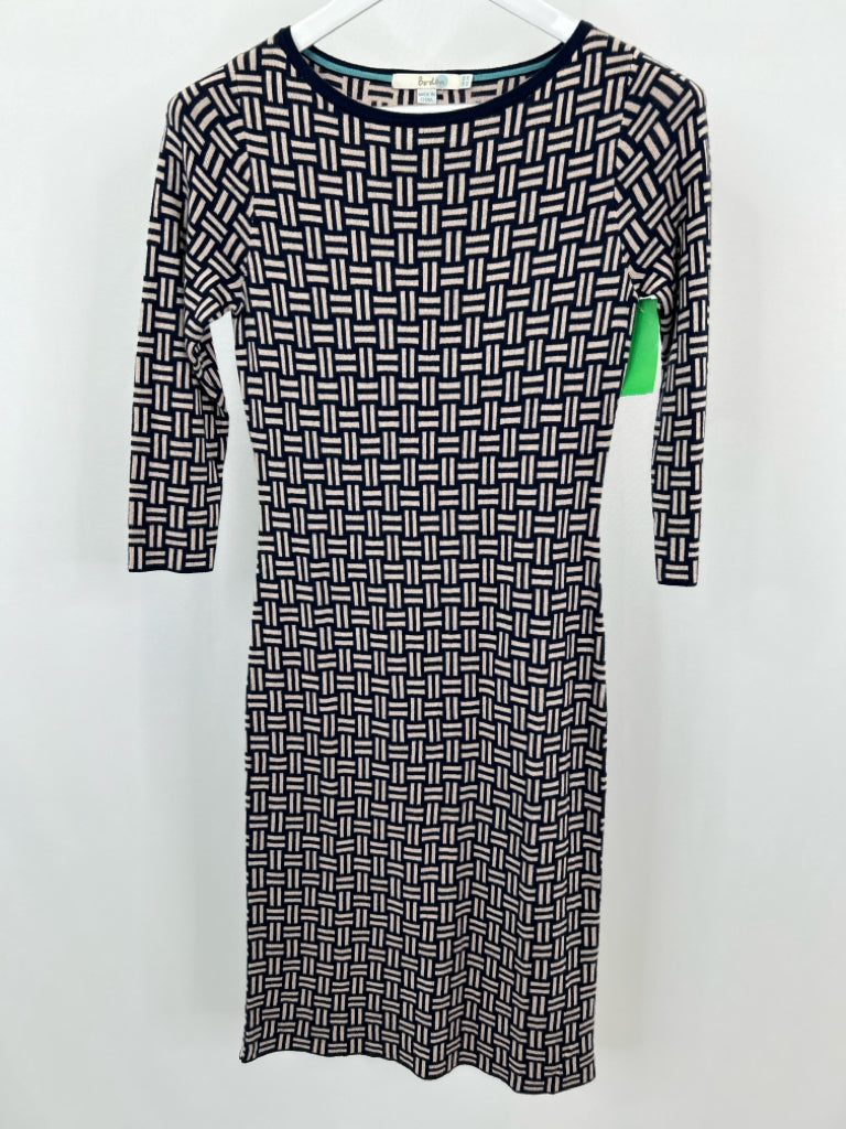 BODEN Women Size 2R Navy and Cream Dress