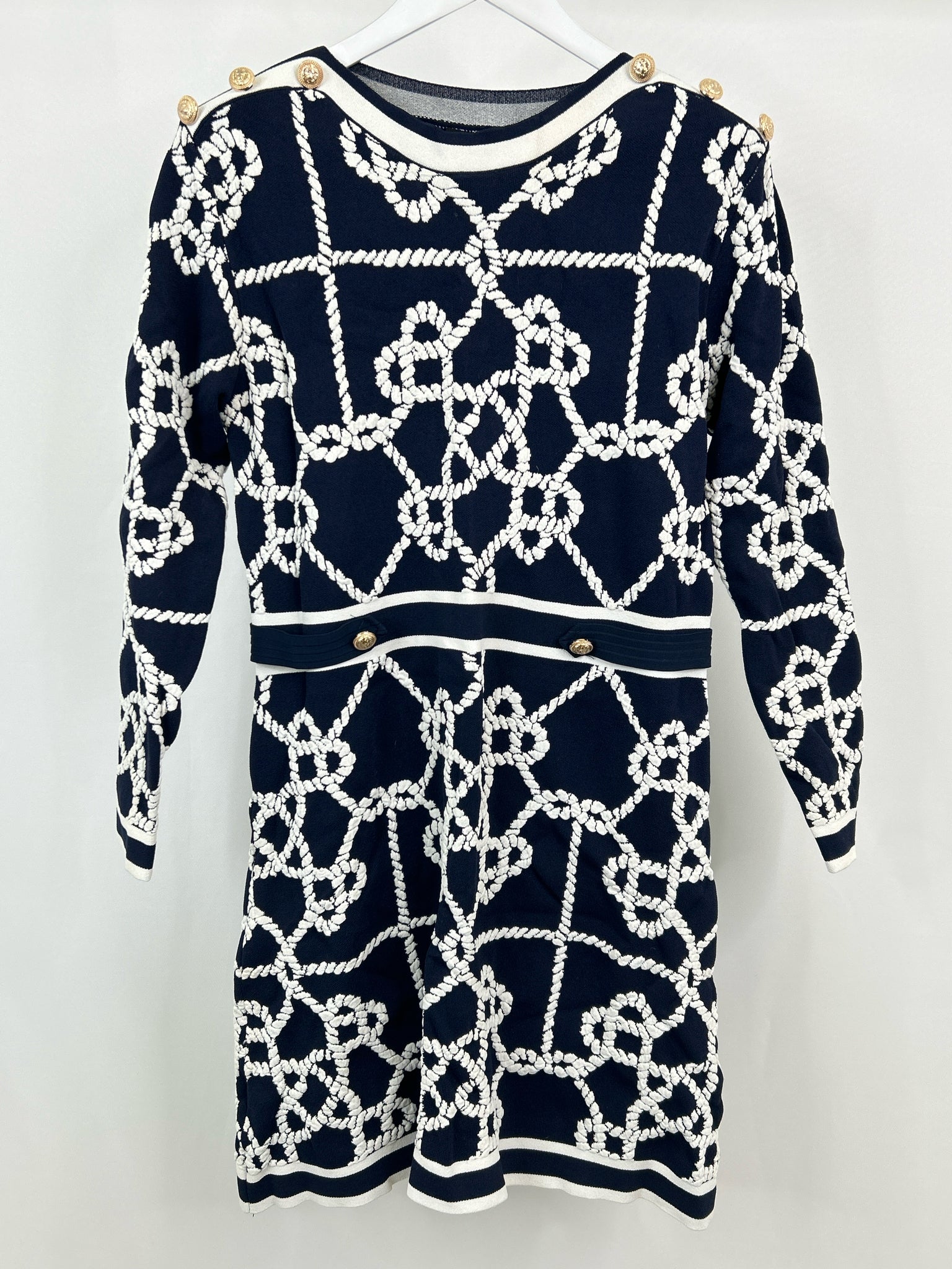 KAREN MILLEN Size XL Navy Print Women Dress