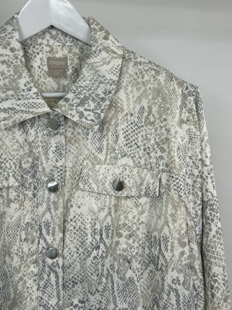 CHICO'S Women Size 20/22 White Print Jacket