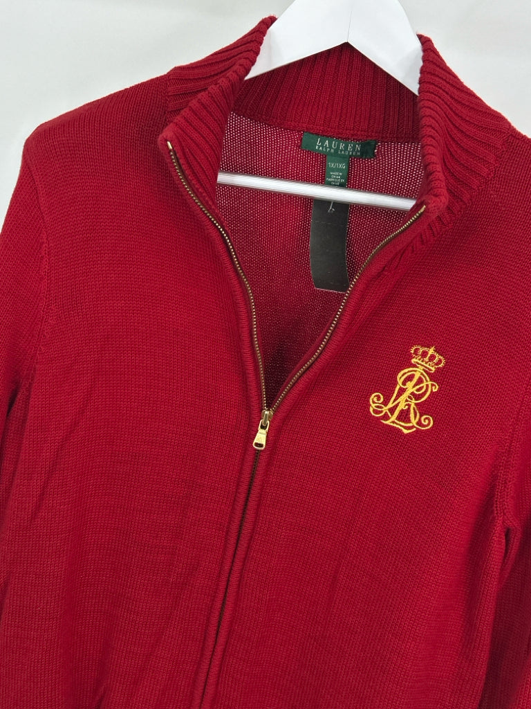 Lauren Ralph Lauren Women Size 1X Red Cardigan Jacket