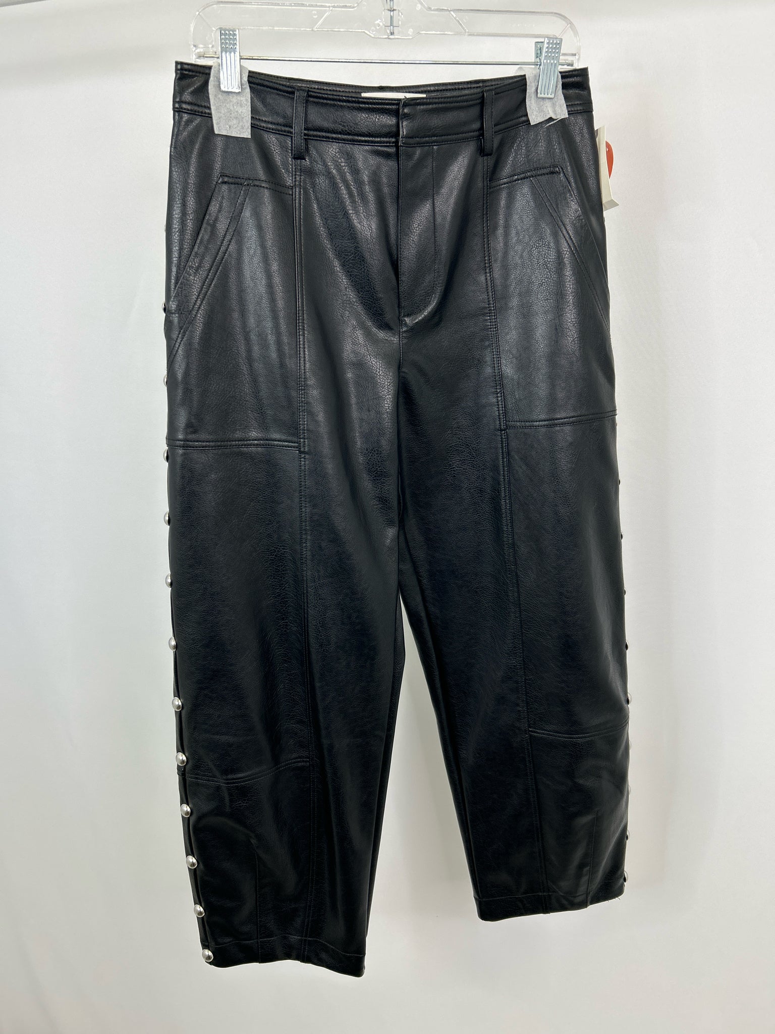 ANTHROPOLOGIE Size 6 Black Faux Leather Women Pants NWT