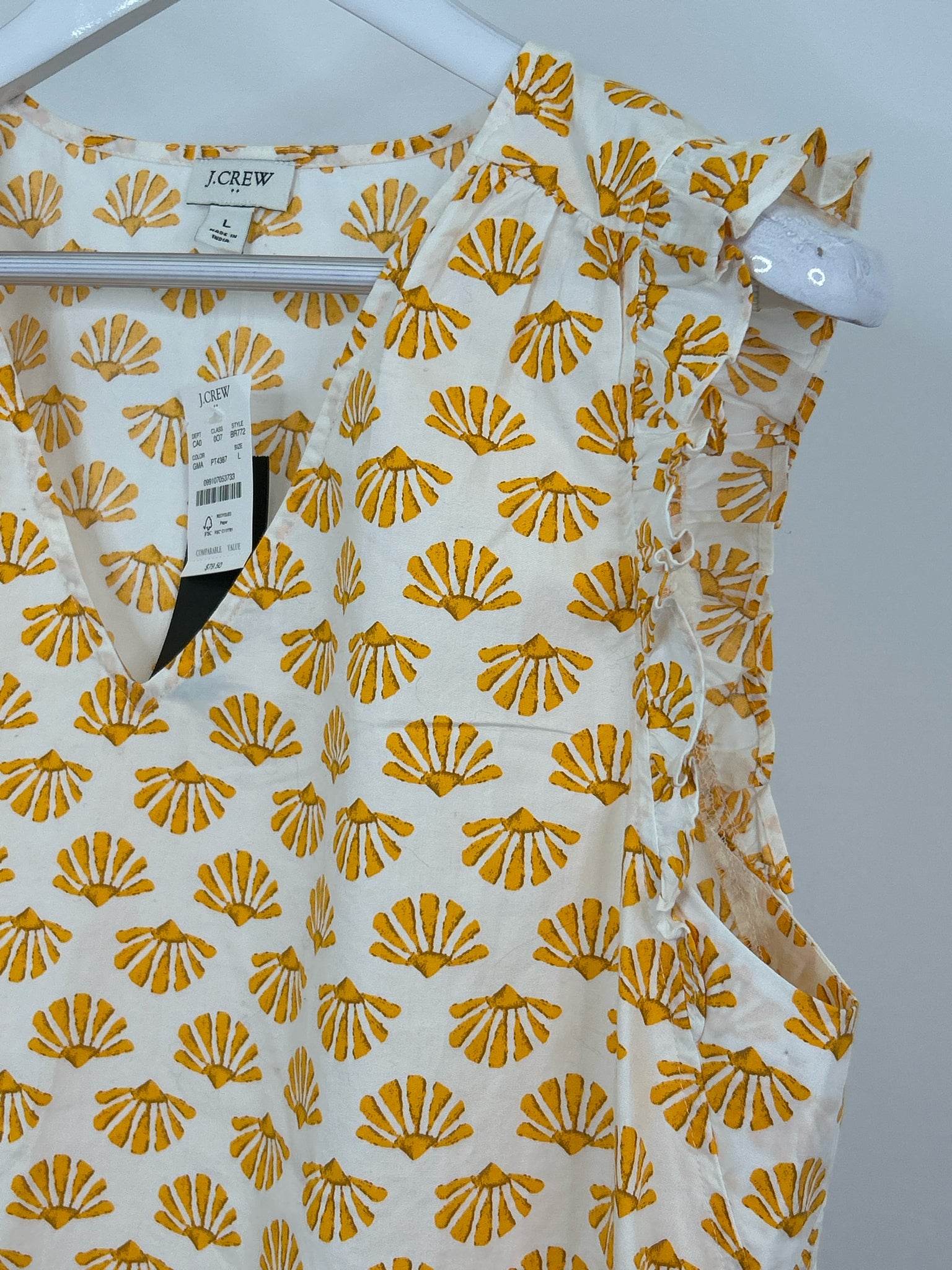 J.CREW NWT Size L Yellow Print Women Top