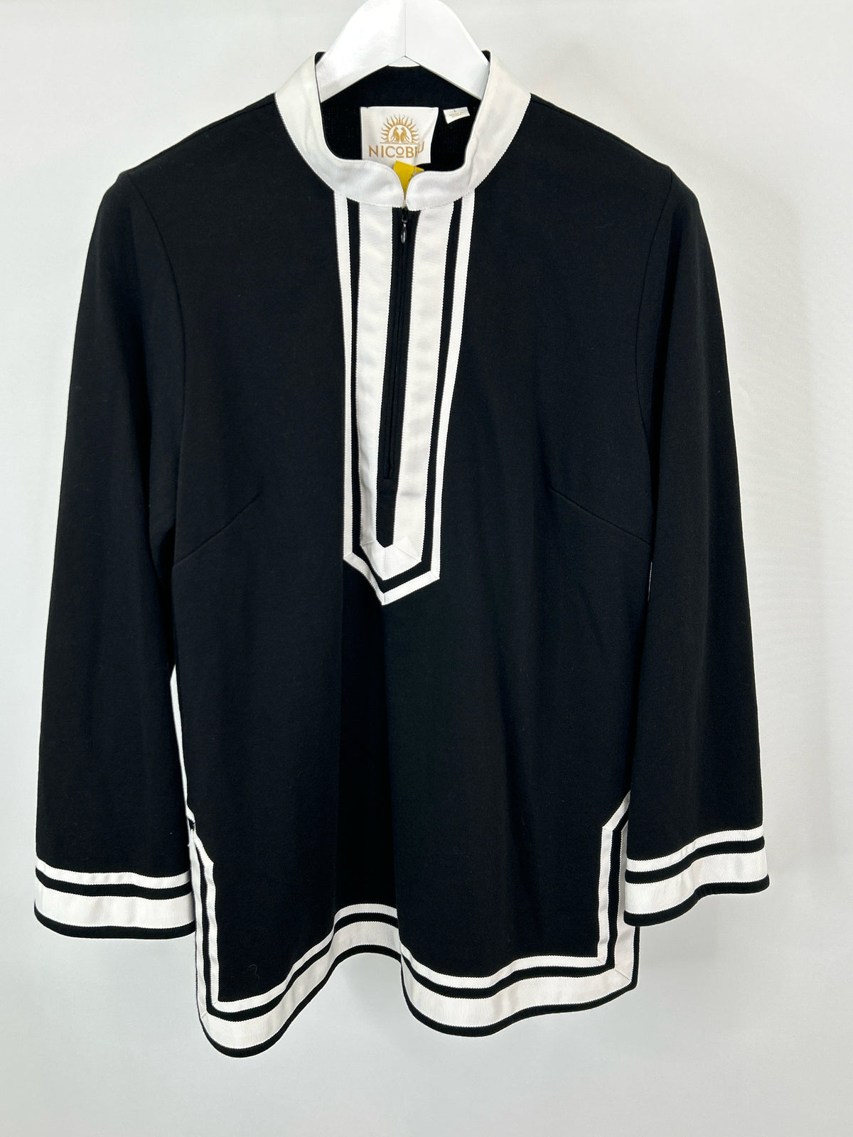 NICOBLU Size L Black and White Women Tunic