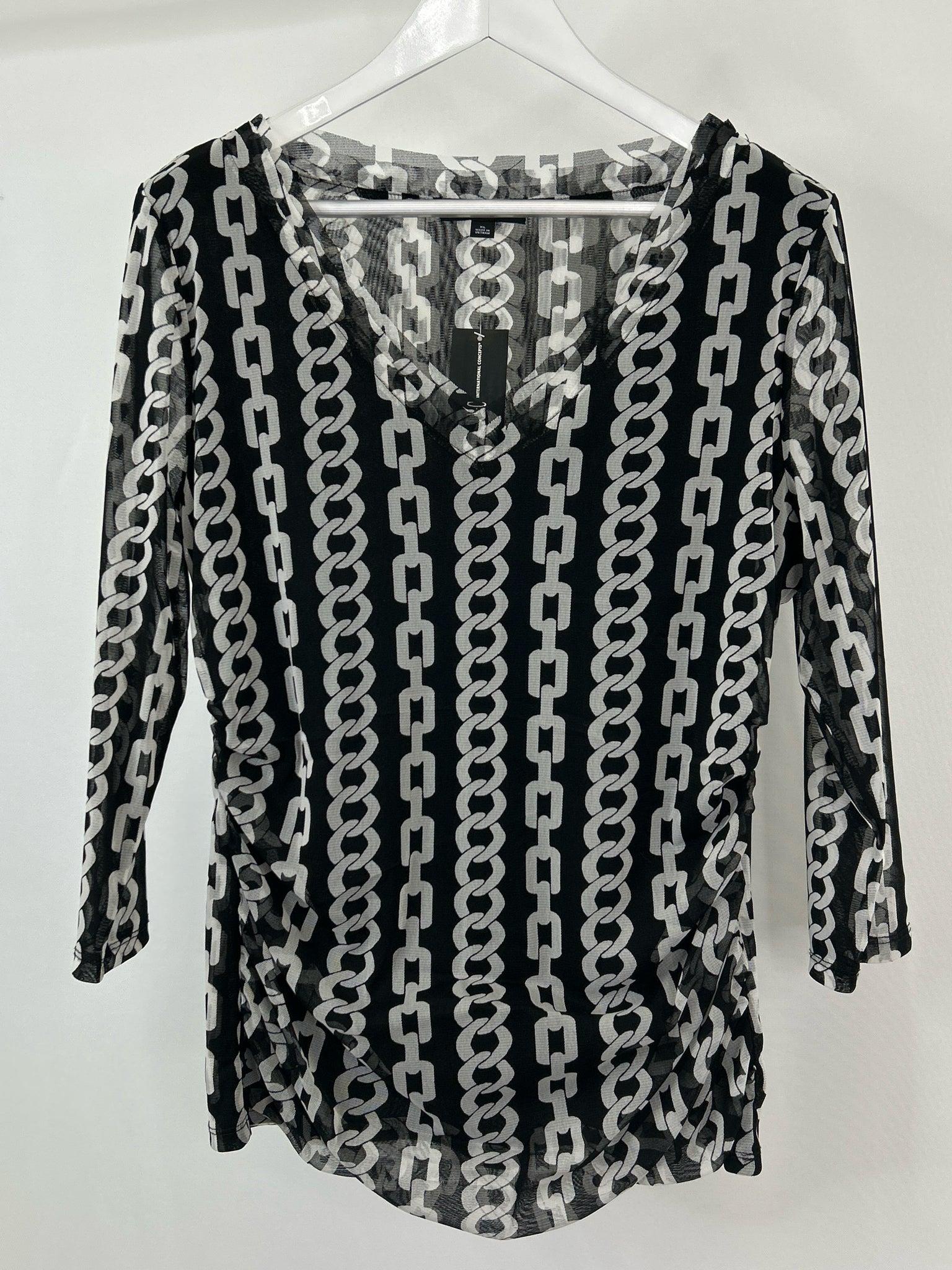 INC Size XL Black & White Women Top