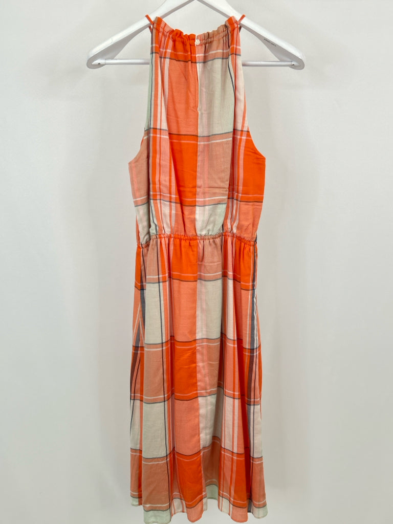 ANN TAYLOR Size S Orange plaid Women's Dress