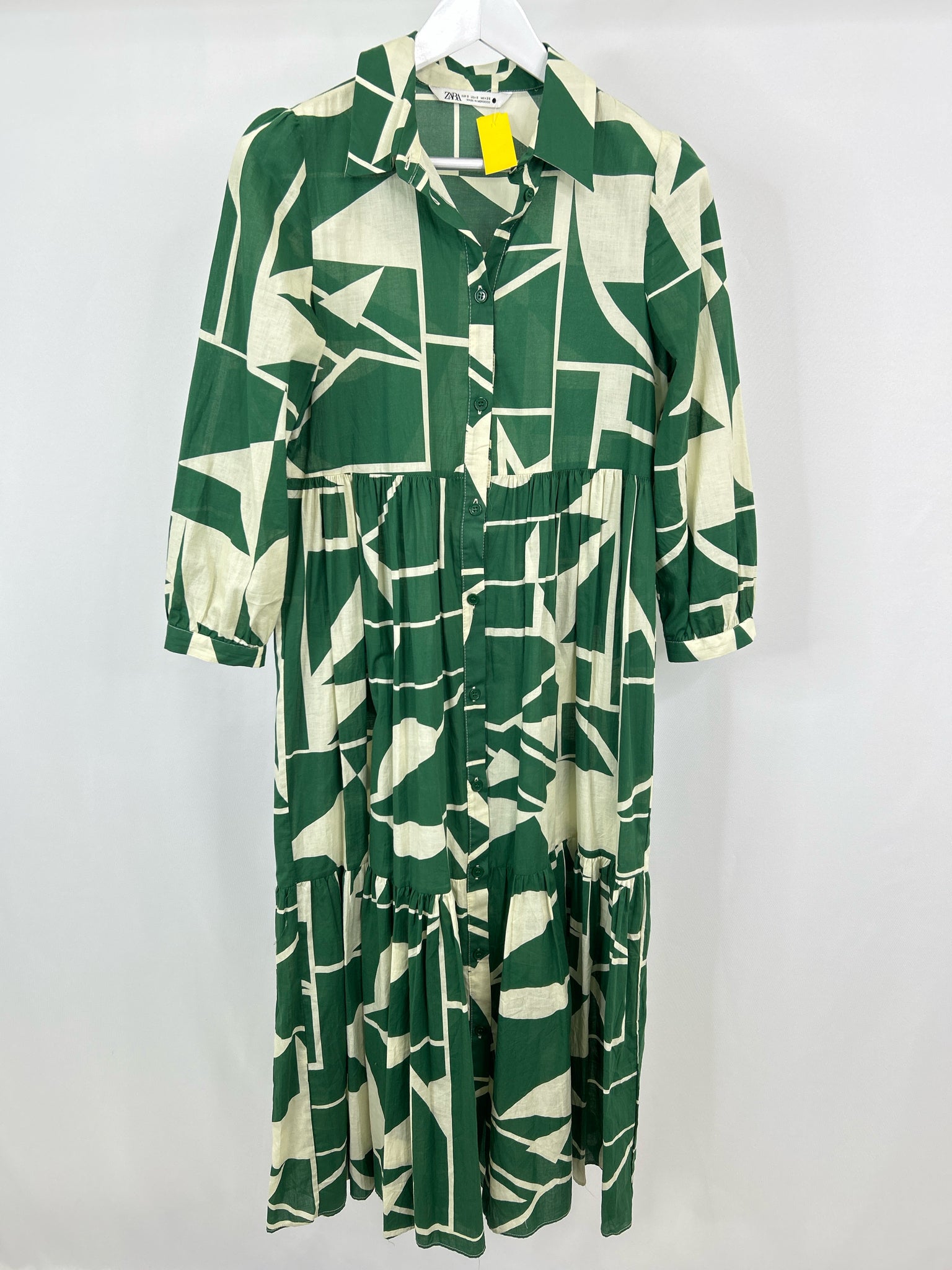 ZARA Size S GREEN AND WHITE Women Dress