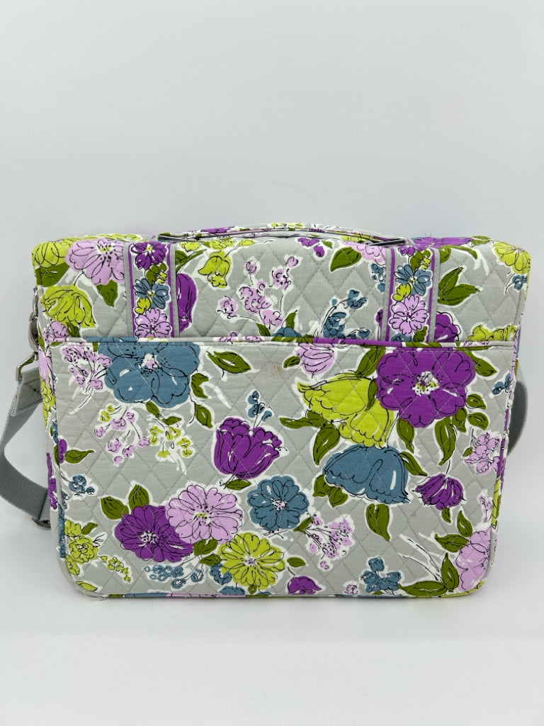 VERA BRADLEY Grey Floral Attache Bag Purse