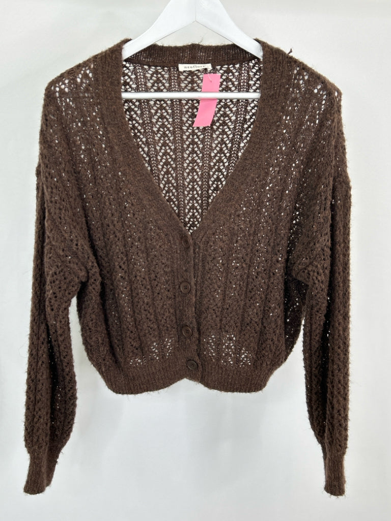 NEUFLORA Women Size M Brown Cardigan