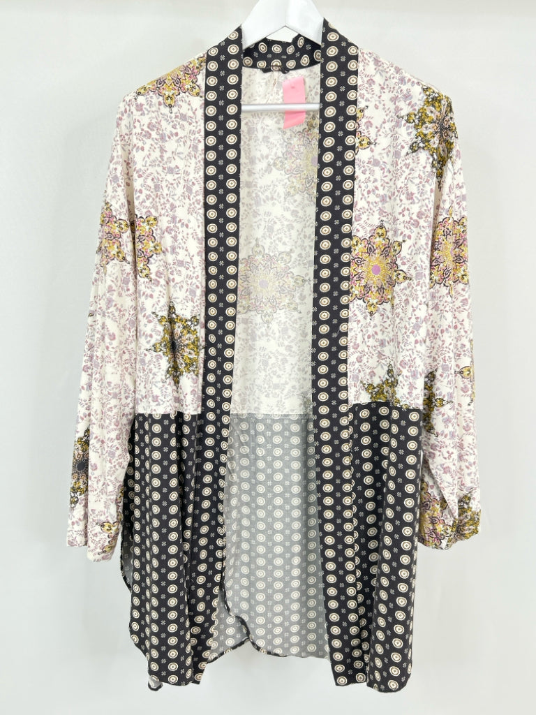 FREE PEOPLE Size L LAVENDER FLORAL Women's Kimono