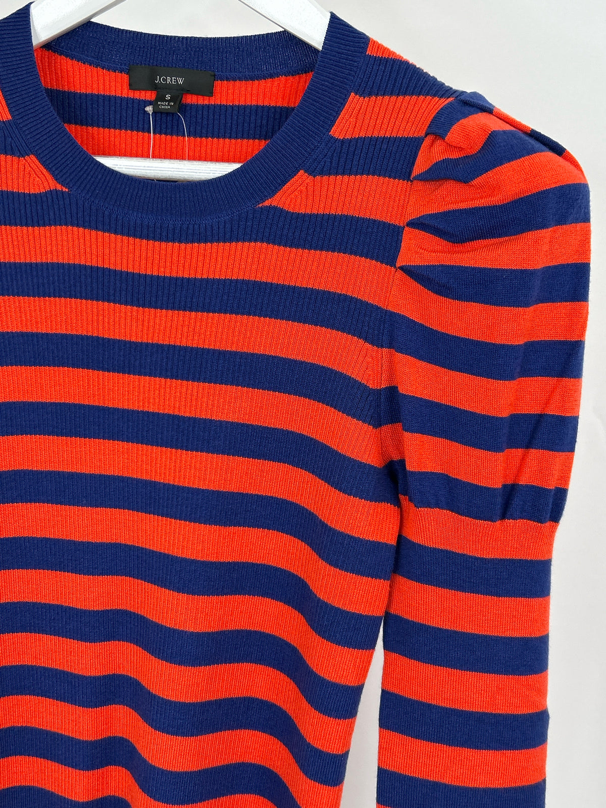 J.CREW NWT Size S Orange and Navy Women Sweater