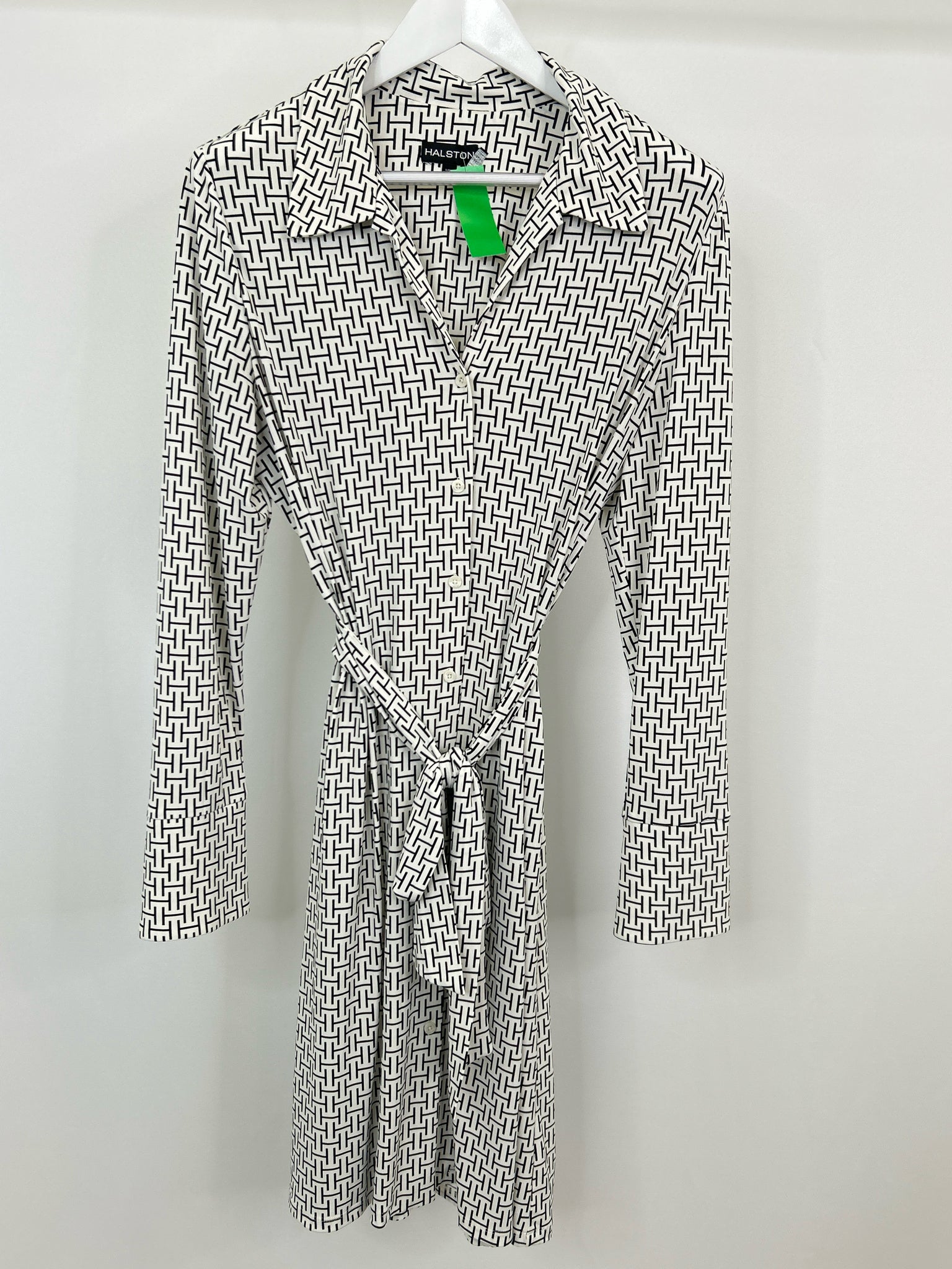 HALSTON Size L White & Black Women Dress