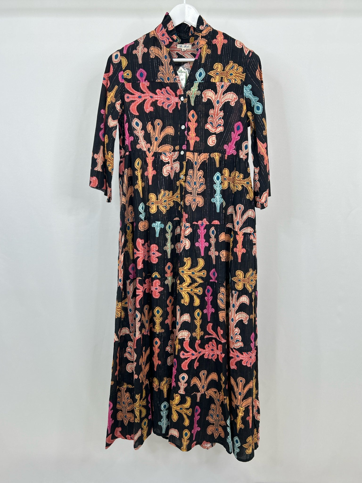 BE BOHO Size XS Black Print Women Dress