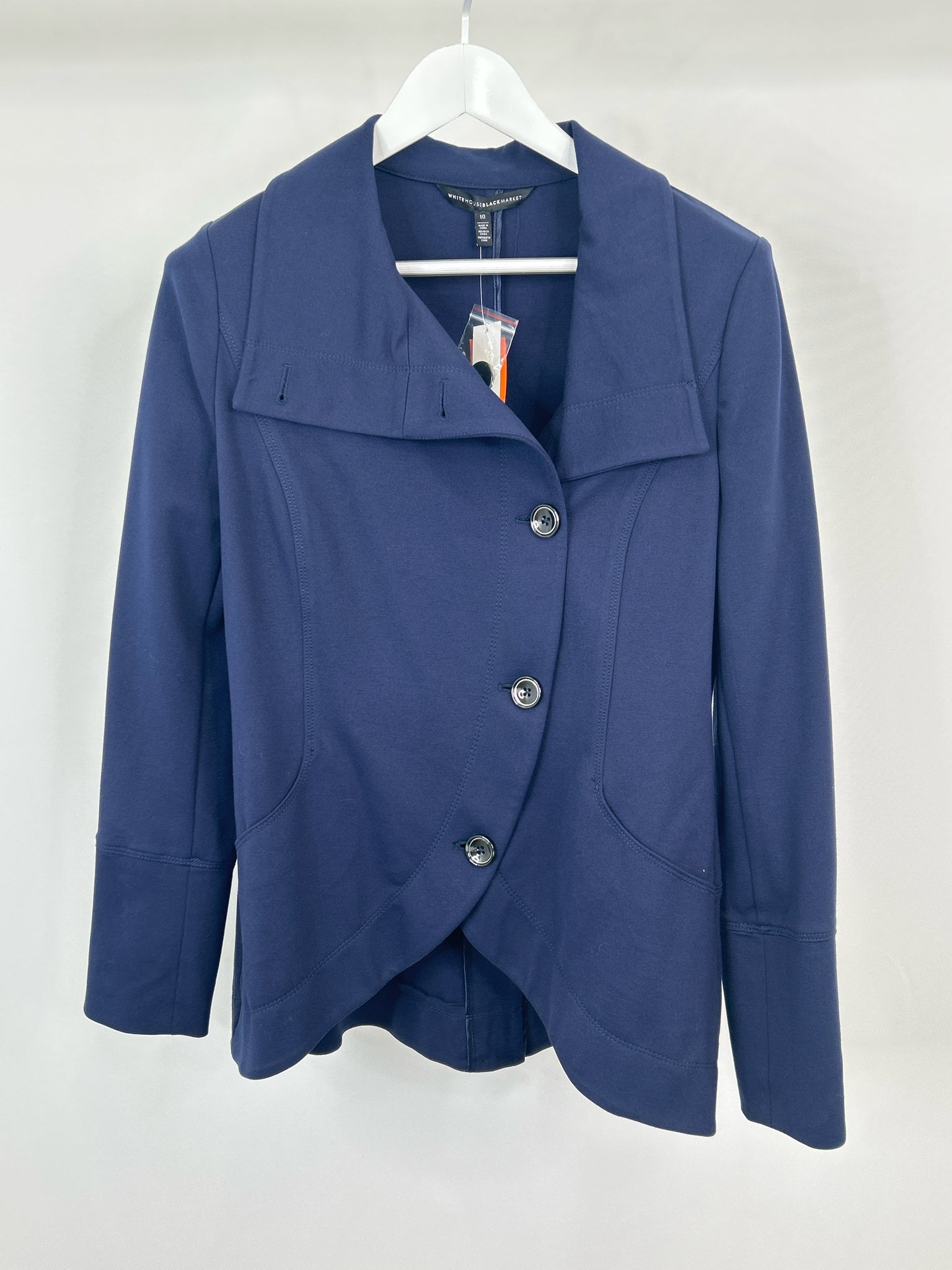 White House Black Market Size 10 Navy Women Jacket NWT