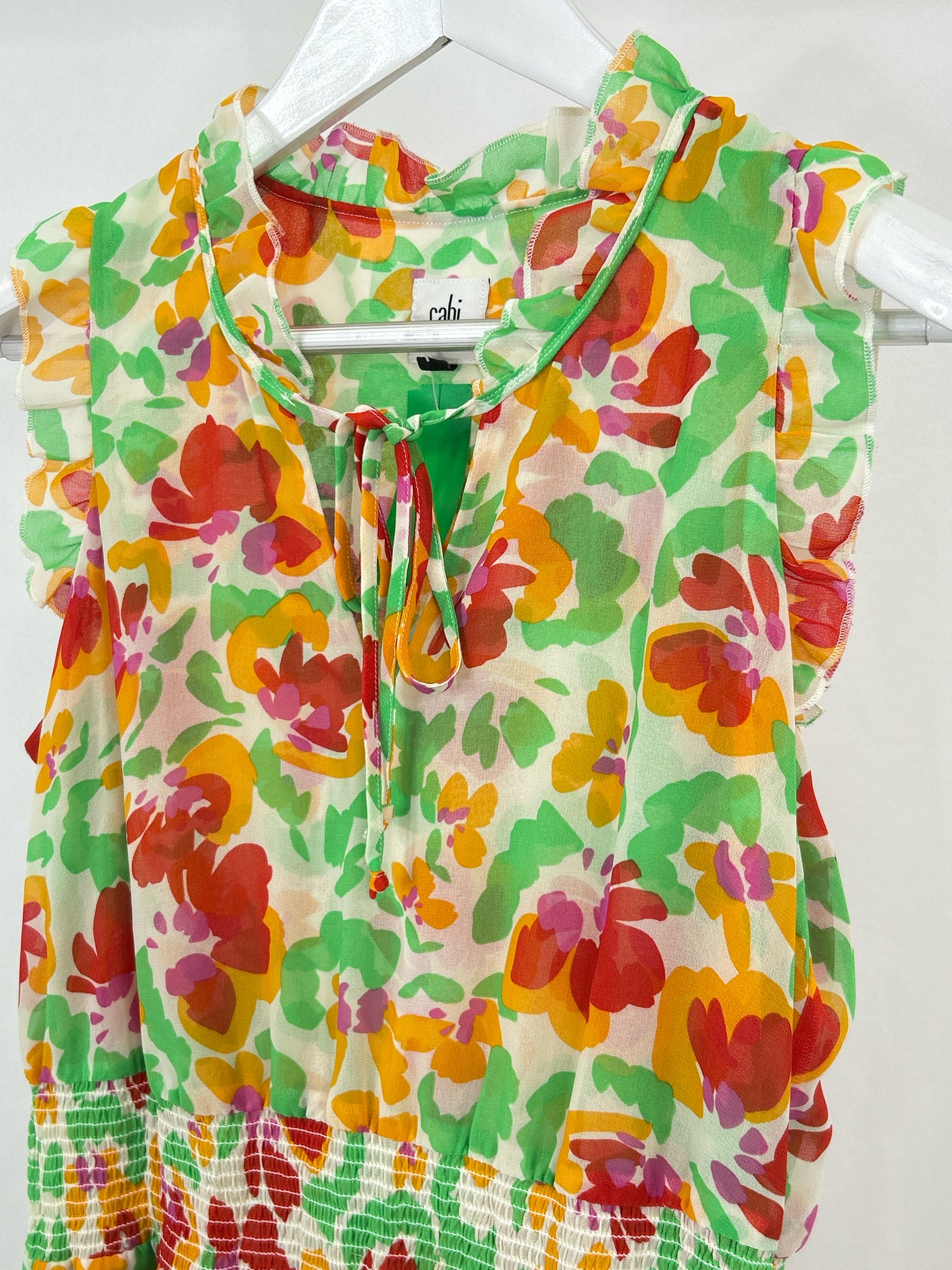 CABI Size S Green and Yellow Women's Dress