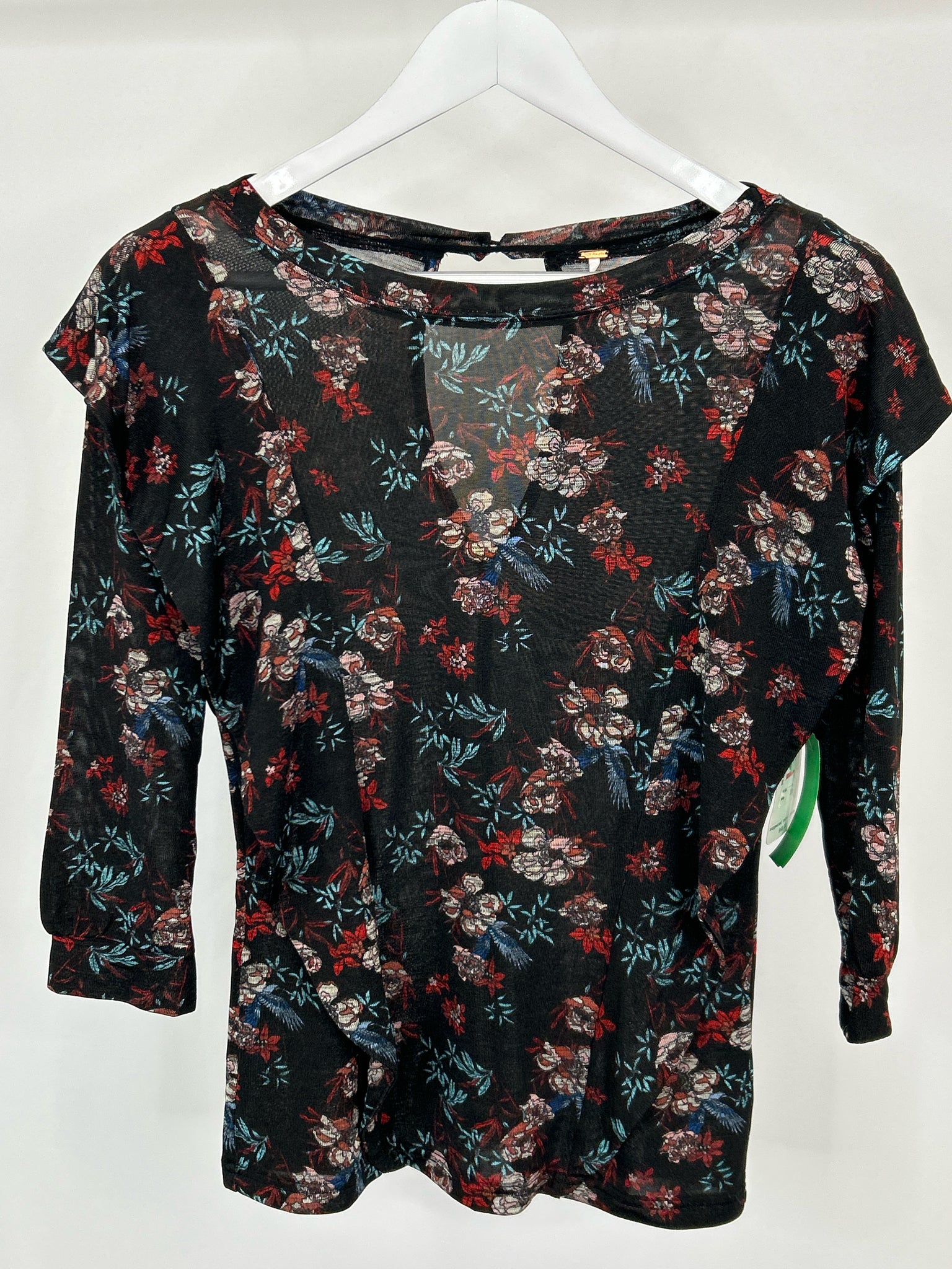 FREE PEOPLE Size XS Black Floral Women Top