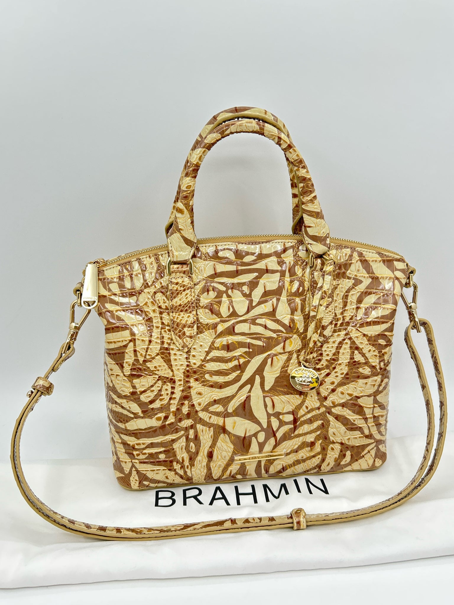 BRAHMIN Cream Print Women Purse