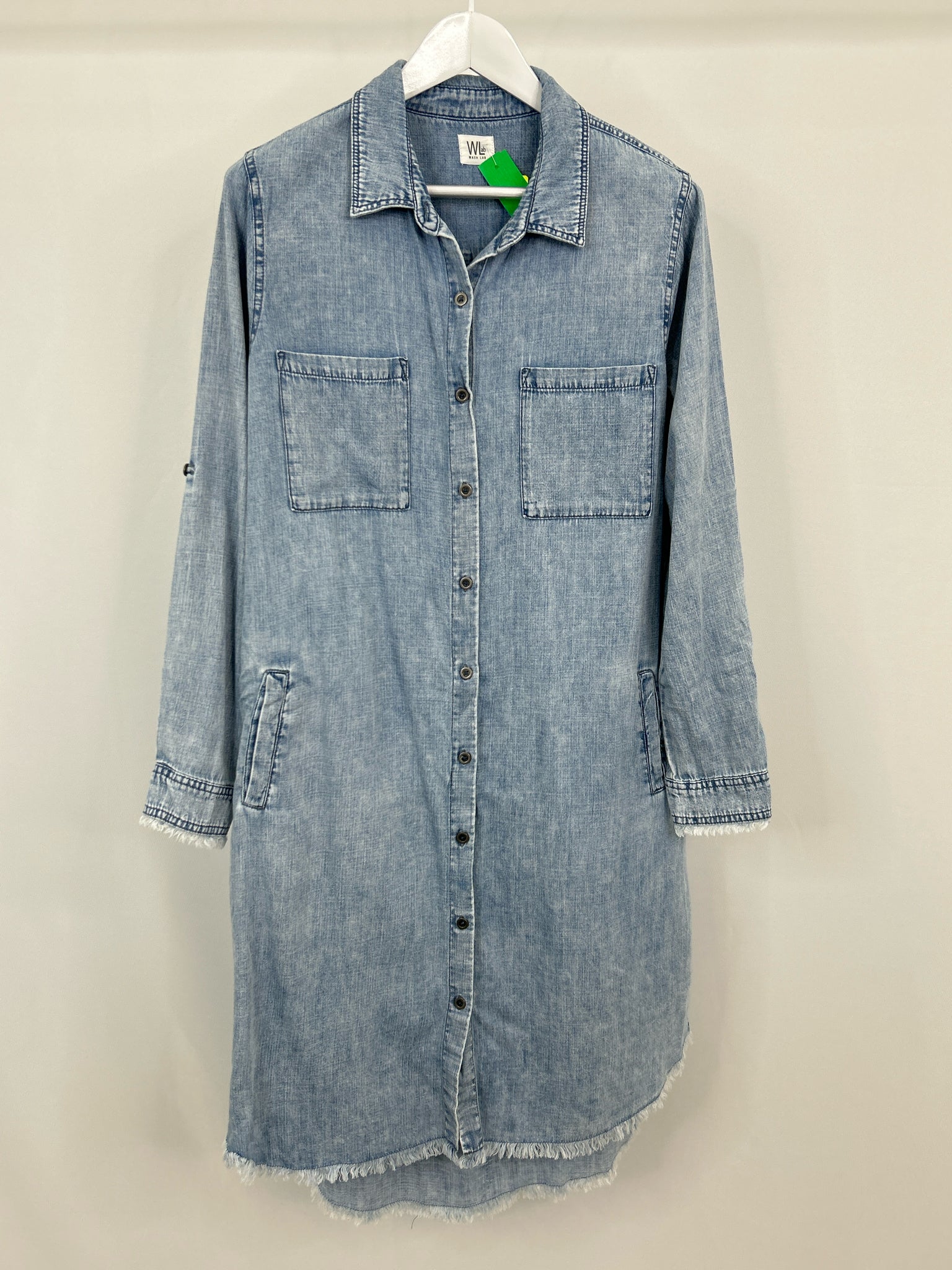 WASH LAB Size L BLUE DENIM Women Dress