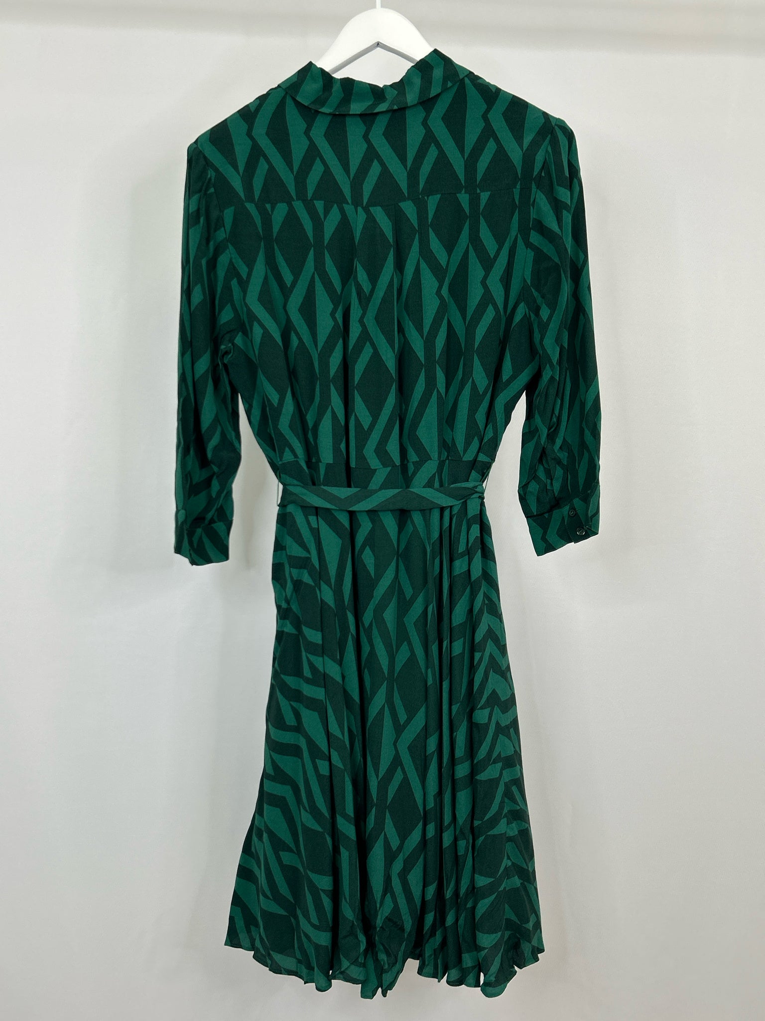 HOBBS Size 14P Green Print Women Dress