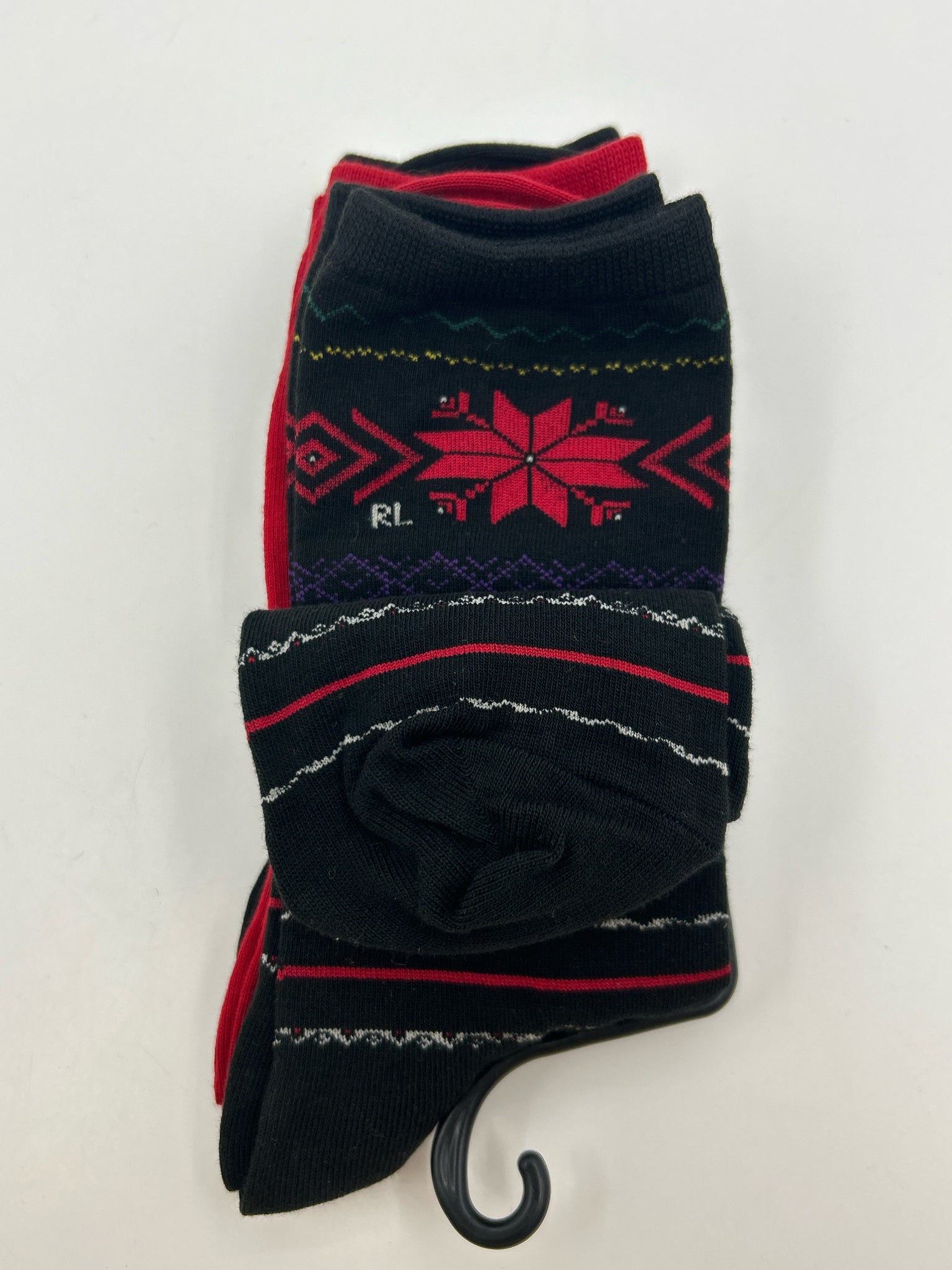 POLO Ralph Lauren Size 9-11 Red and Black Women Socks