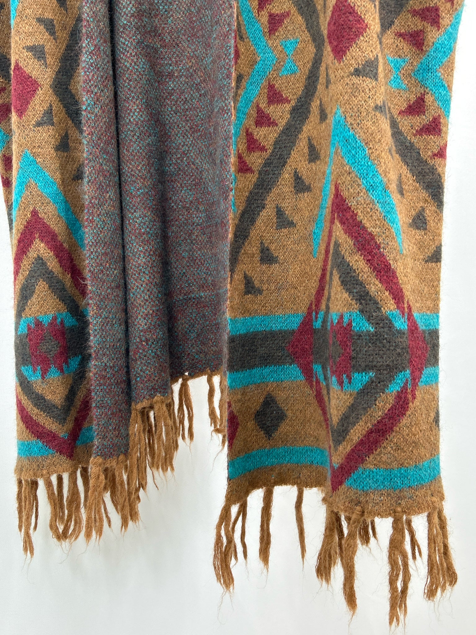 SAVANNA JANE Size M/L Tan and Teal Women Poncho NWT