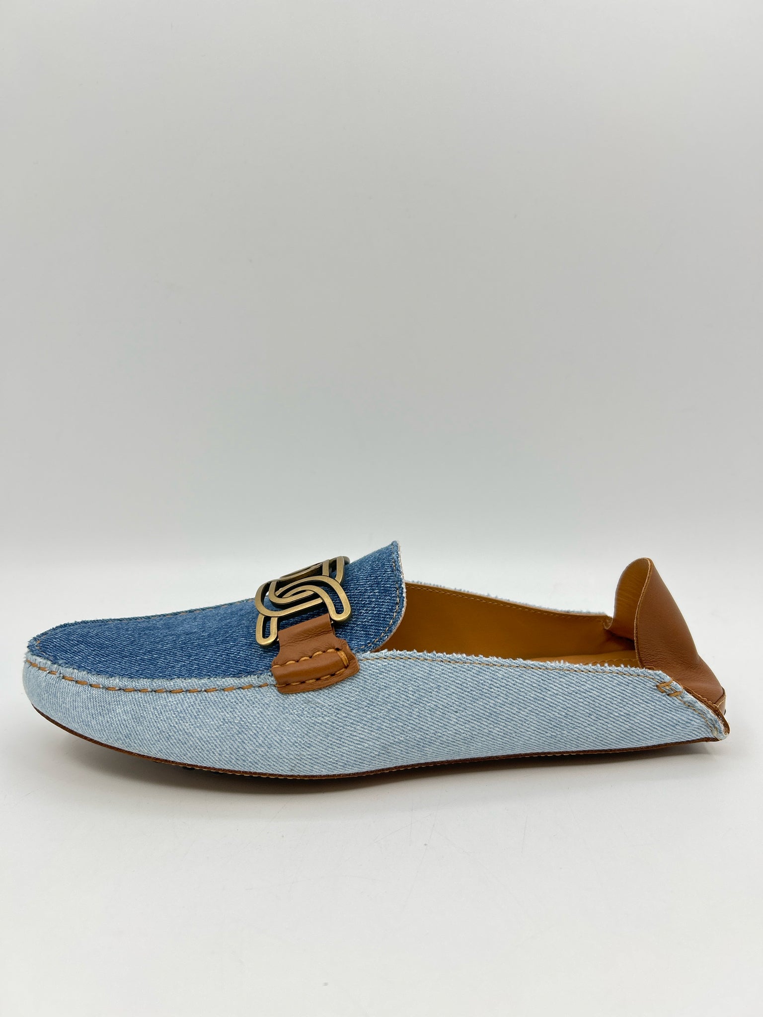 TOD'S Size 41/11 Beige and Blue Women Flats