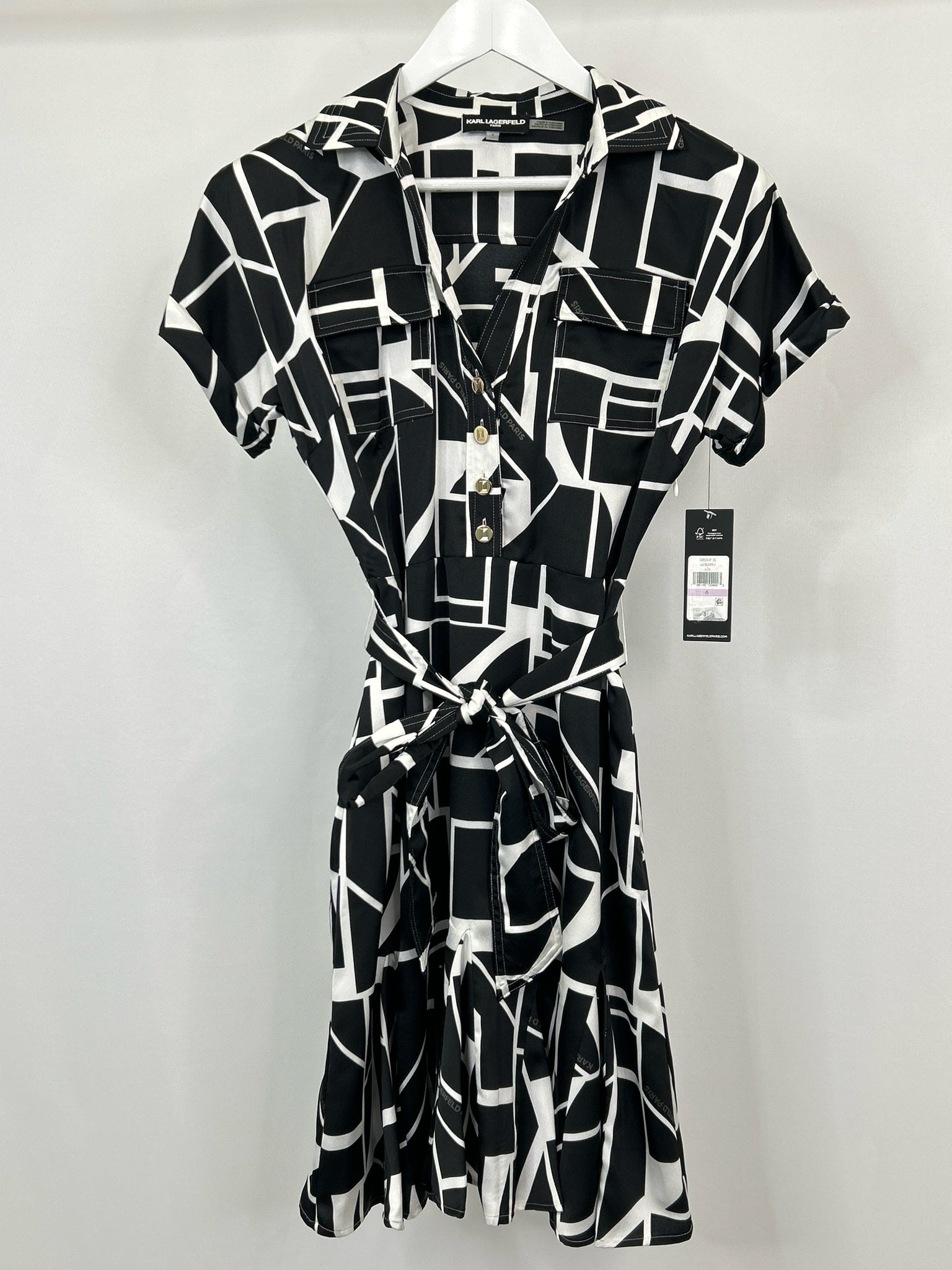 KARL LAGERFELD Size 6 Black & White Women Dress