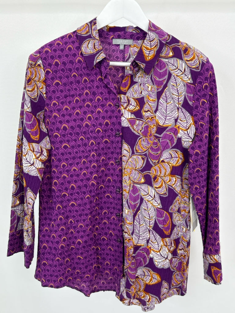 HABITAT Women Size S Purple Print Shirt