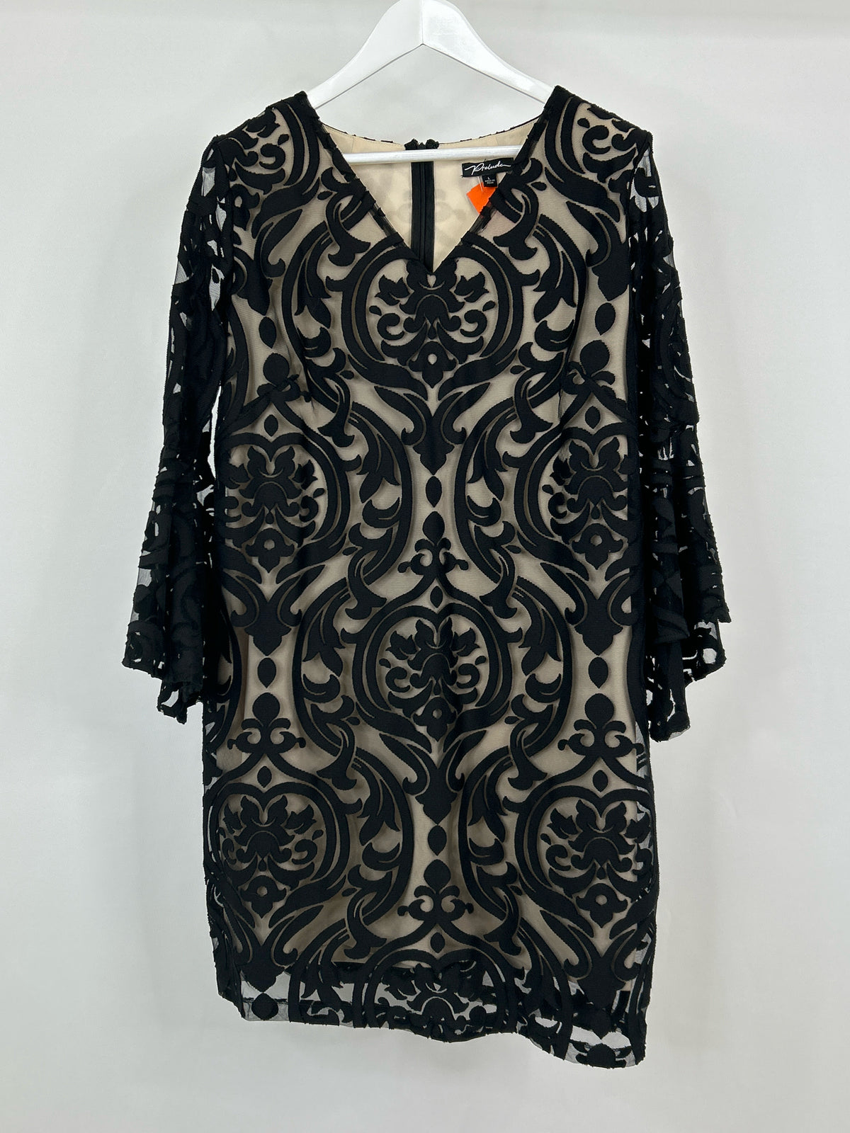 Prelude Size L Black Print Women Dress