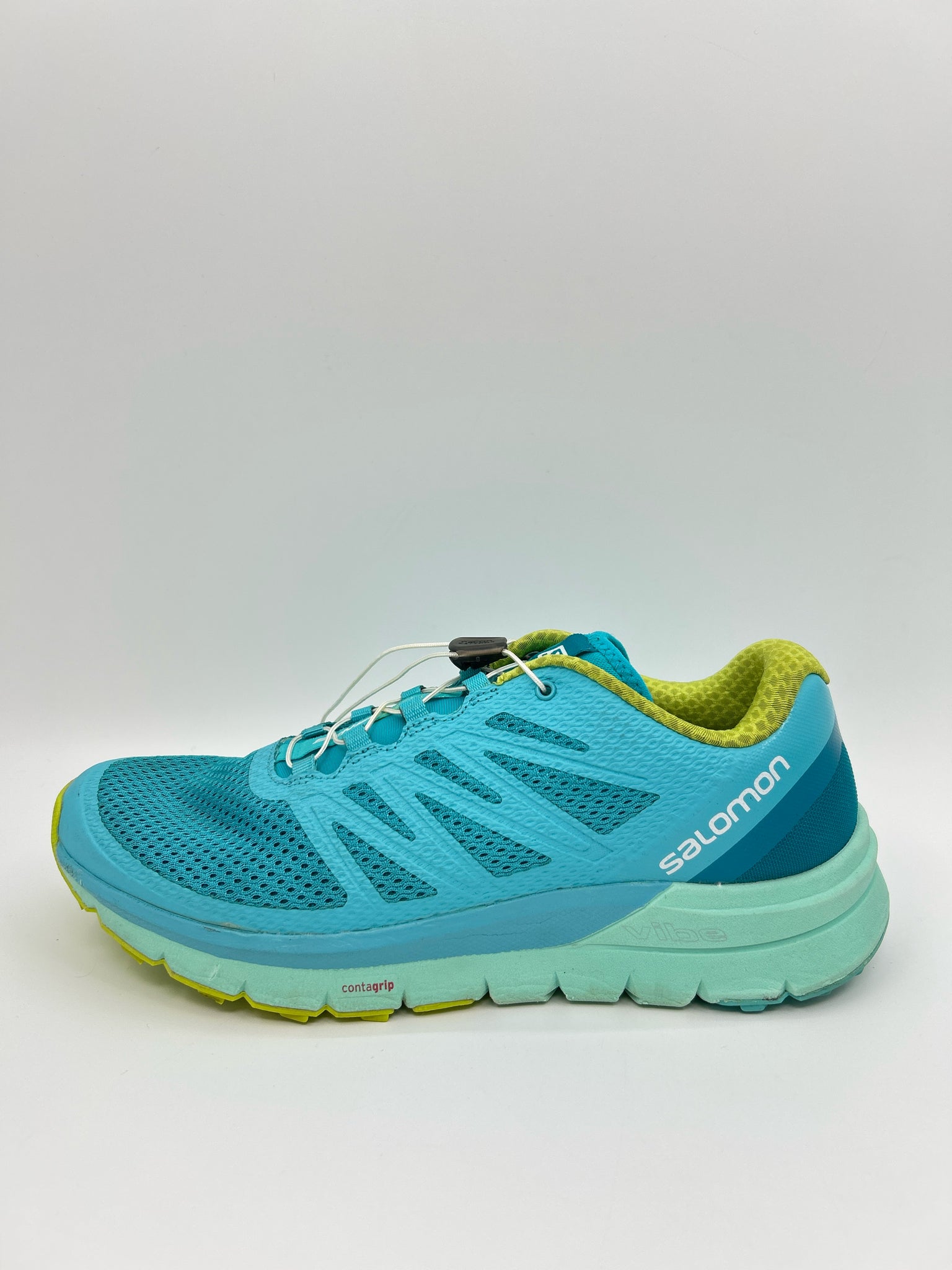 SALOMON Size 10.5 Teal and Yellow Women Sneakers