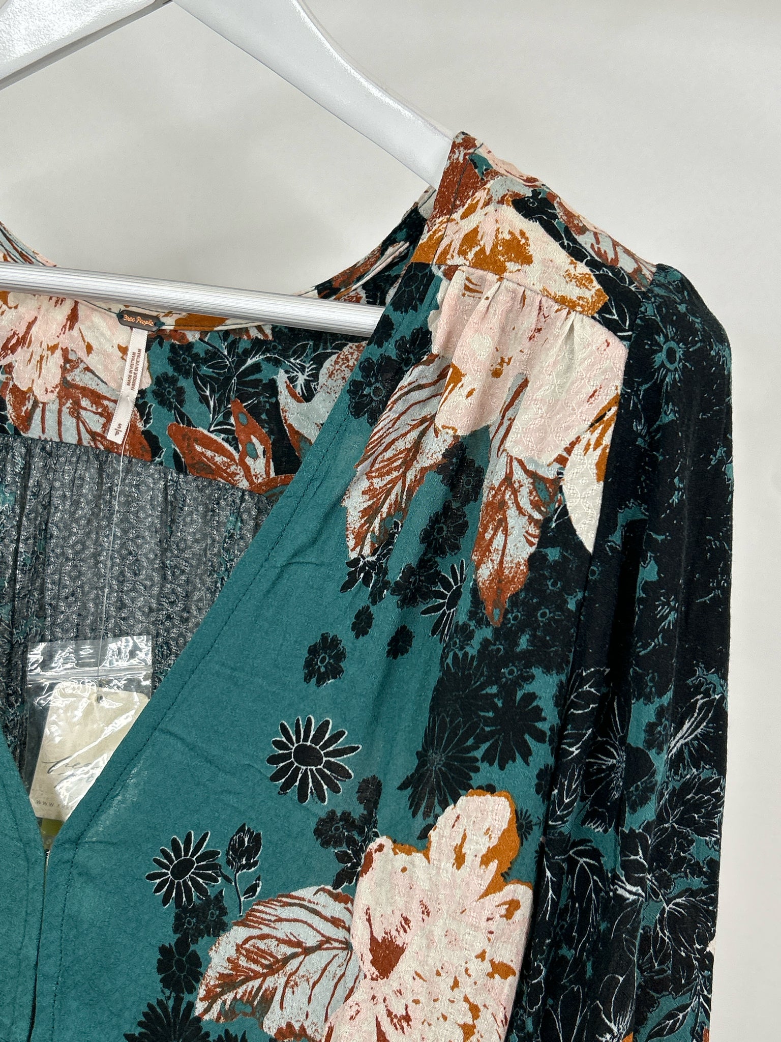 FREE PEOPLE Size S Teal Print Women Tunic NWT