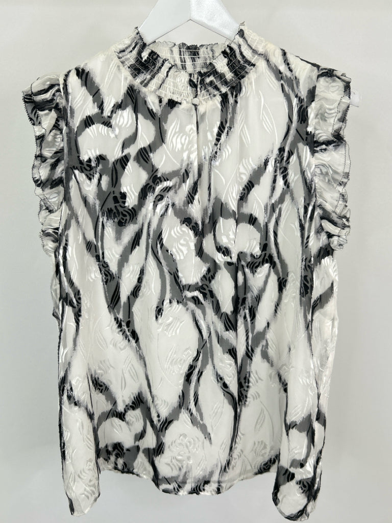 White House Black Market White Print Women's Top
