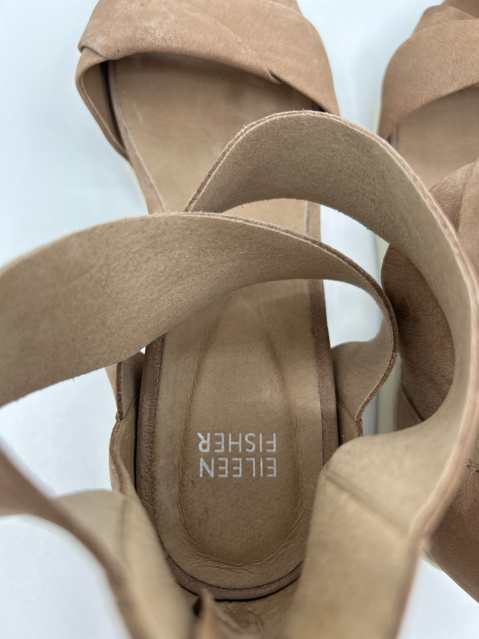 EILEEN FISHER Size 8 TAUPE AND WHITE Women Sandal