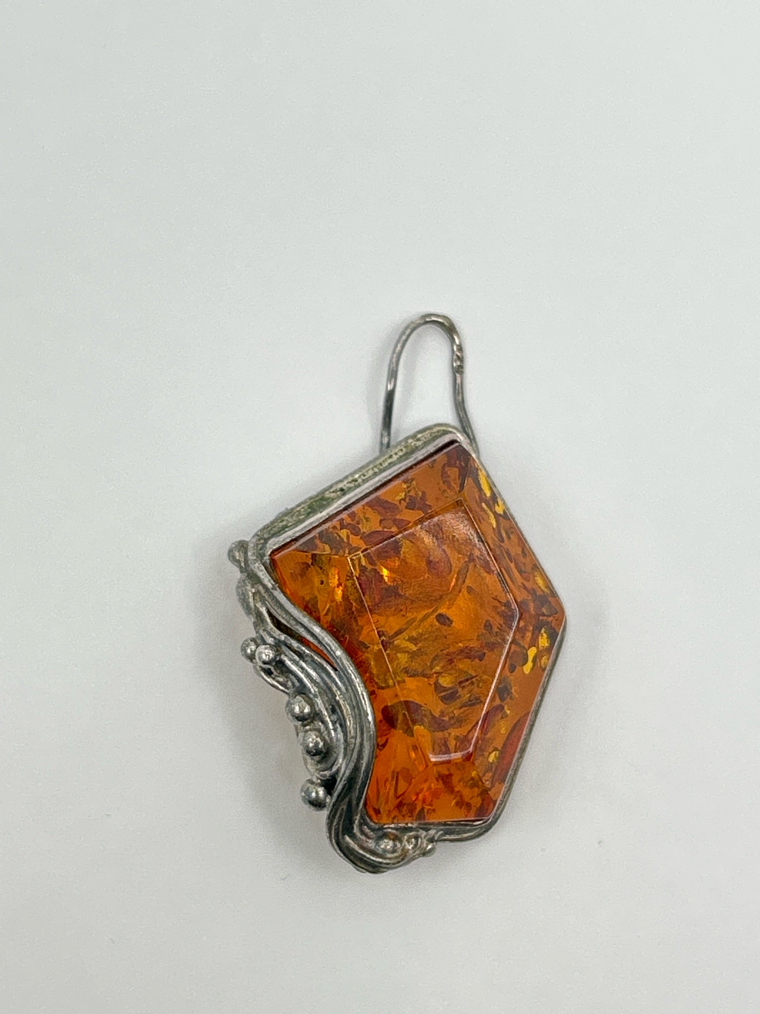 Unbranded Baltic Amber Sterling Silver Pendant Brooch
