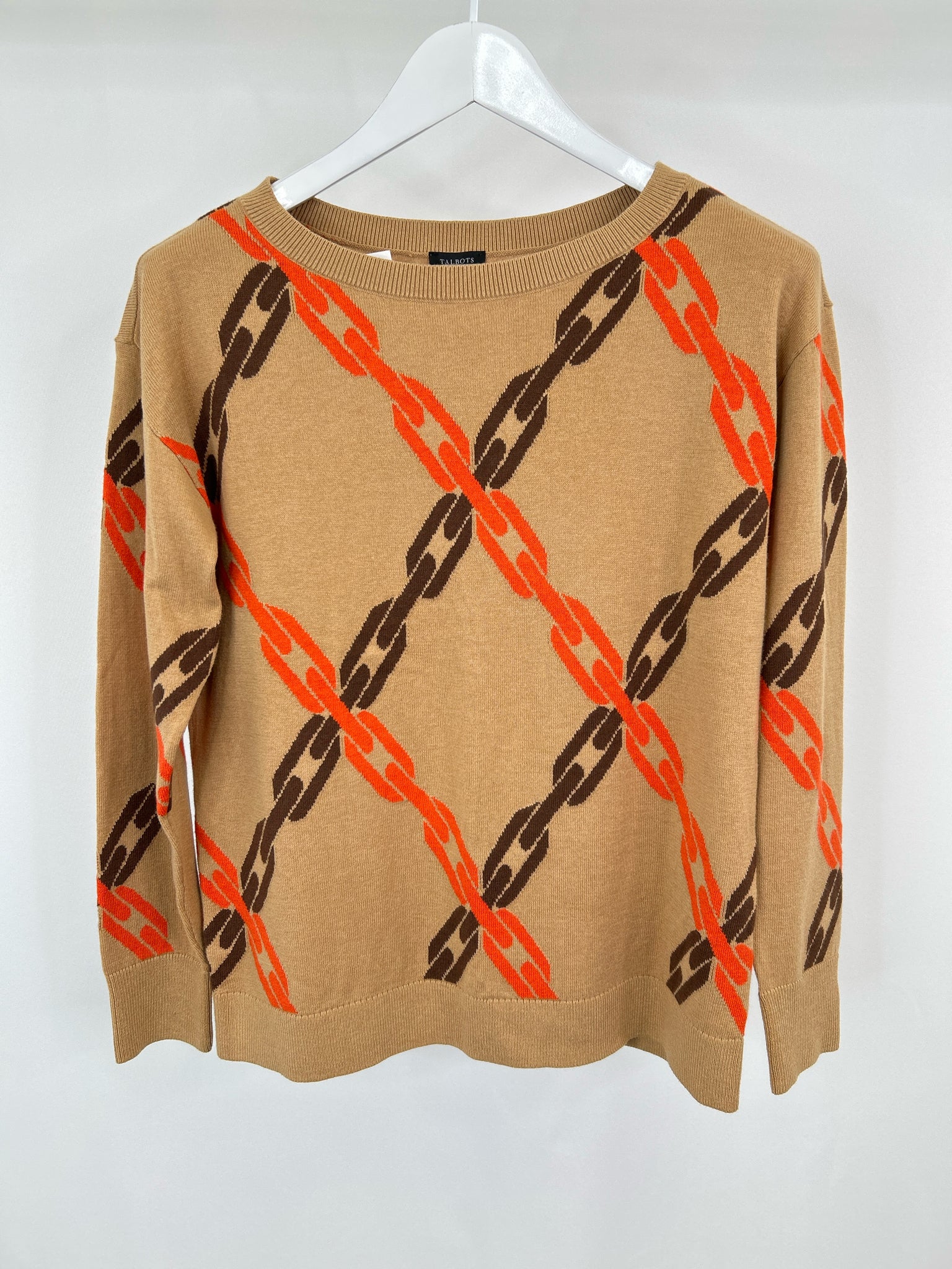TALBOTS Size S Brown Print Women Sweater