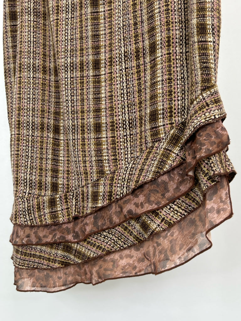 DAVID MEISTER Women Size 10 Brown Print 2-Piece w/skirt